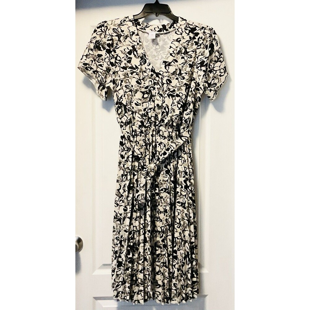 Ashly & Sage Women's Belted Midi Dresses Size 2XL, Black and Cream